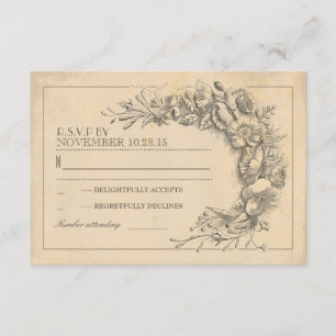 Vintages Chichochzeit UAWG mit Blumen RSVP Karte