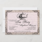 Vintages China-Teekanne-Brautparty-Tee-Party Einladung (Rückseite)