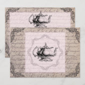 Vintages China-Teekanne-Brautparty-Tee-Party Einladung (Vorne/Hinten)