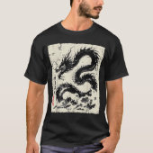 Vintages Chinesisch, Japanisch, Schwarzer Drache T-Shirt (Vorderseite)