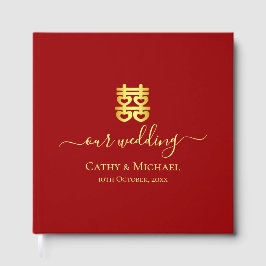 Vintages chinesisches Hochzeitsherz - doppeltes Gl Gästebuch