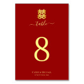 Vintages chinesisches Hochzeitsherz - doppeltes Gl Tischnummer (Rückseite)