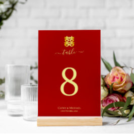 Vintages chinesisches Hochzeitsherz - doppeltes Gl Tischnummer