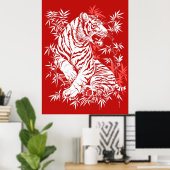 Vintages Chinesisches Papercut-Poster - Tiger 2 Poster (Heimbüro)