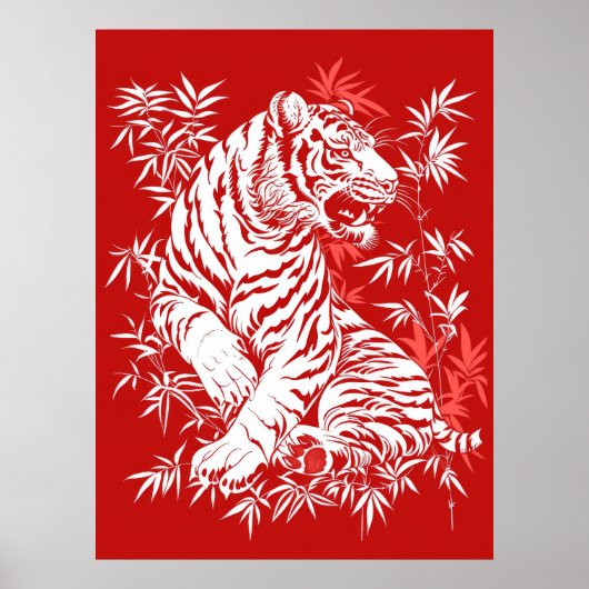 Vintages Chinesisches Papercut-Poster - Tiger 2 Poster (Vorne)