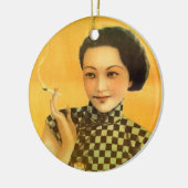 Vintages chinesisches Plakat Keramikornament (Links)