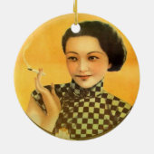 Vintages chinesisches Plakat Keramikornament (Hinten)