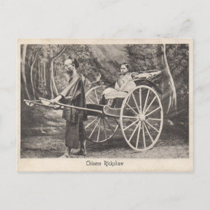 Vintages Chinesisches Rickshaw-Foto Postkarte 1905