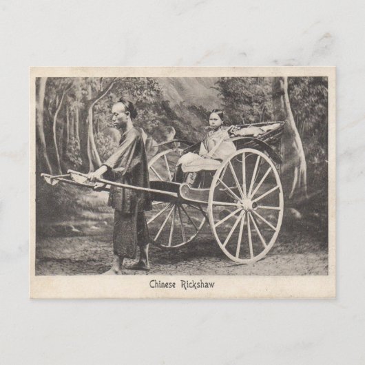 Vintages Chinesisches Rickshaw-Foto Postkarte 1905 (Vorderseite)