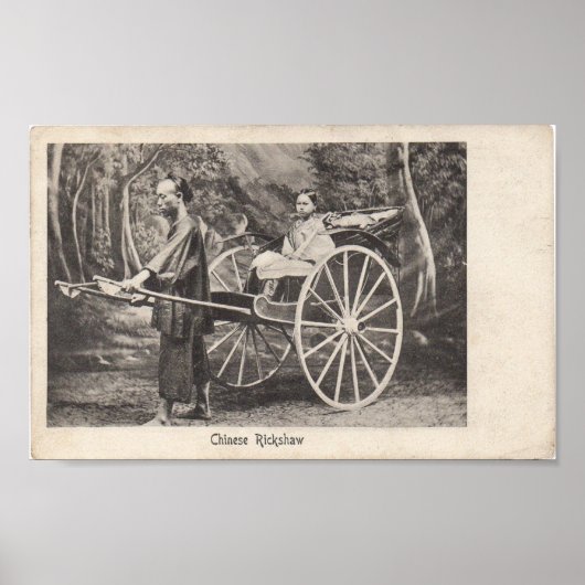 Vintages Chinesisches Rickshaw-Foto Postkarte 1905 Poster (Vorne)