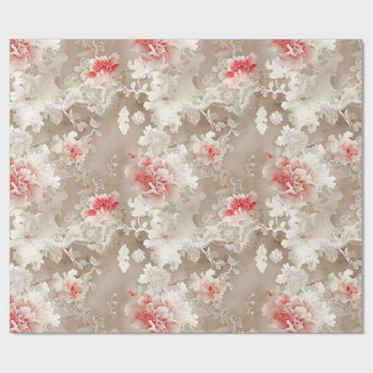 Vintages Chinoiserie, Asiatisch-Blütenweißpink Geschenkpapier (Flach)