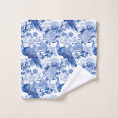 Vintages Chinoiserie Blaues Meer Badhandtuch Set (Waschlappen)