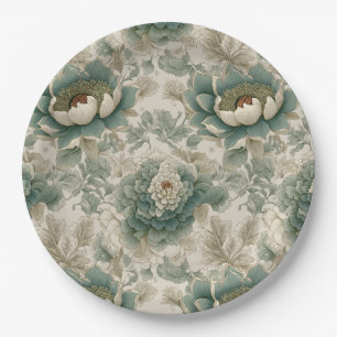 Vintages Chinoiserie Blumenmuster Nahtloses Muster Pappteller