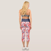 Vintages Chinoiserie Delft Französisch Rot Blau Capri Leggings (Rückseite)