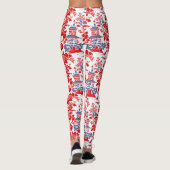 Vintages Chinoiserie Delft Französisch Rot Blau Leggings (Rückseite)