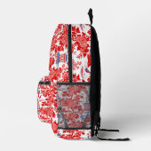 Vintages Chinoiserie Delft Französisch Rotes Blau Bedruckter Rucksack (Rechts)
