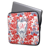Vintages Chinoiserie Delft Französisch Rotes Blau Laptopschutzhülle (Vorderseite Links)
