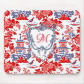 Vintages Chinoiserie Delft Französisch Rotes Blau Mousepad (Vorne)