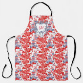 Vintages Chinoiserie Delft Französisch Rotes Blau Schürze (Vorderseite)