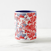 Vintages Chinoiserie Delft Französisch Rotes Blau Tasse (Zentrum)