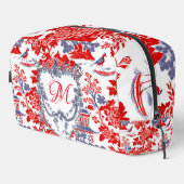 Vintages Chinoiserie Delft Französisch Rotes Blau Waschbeutel (Rechte Ecke)