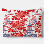 Vintages Chinoiserie Delft Französisch Rotes Blau Zubehörtasche (Rückseite)