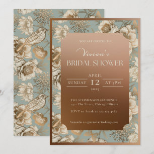 Vintages Chinoiserie Floral and Bird Brautparty Einladung