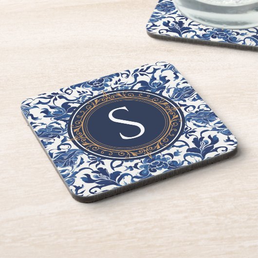 Vintages Chinoiserie Monogram Getränkeuntersetzer (Linke Seite)