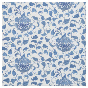 Vintages Chinoiserie-Muster in Blau und Weiß Stoff