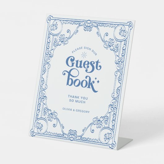 Vintages Chinoiserie Wedbook Sockelschild (Vorderseite)