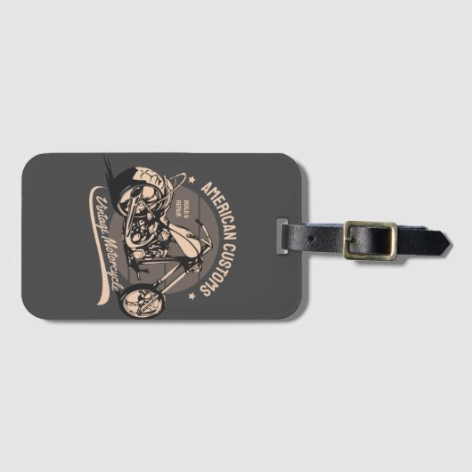 Vintages Chopper-Logo Gepäckanhänger (Vorderseite (Horizontal))