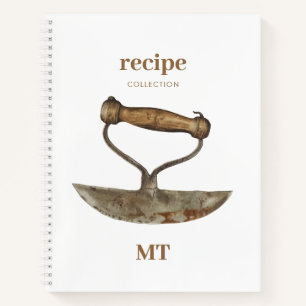 Vintages Chopping Knife Rezept Krümelbuch Monogram Notizblock