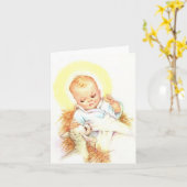 Vintages Christkind mit Lamb-Weihnachtskarte Karte (Gelbe Blume)