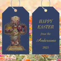 Vintages Christliches Blumenkreuz Jesus glückliche