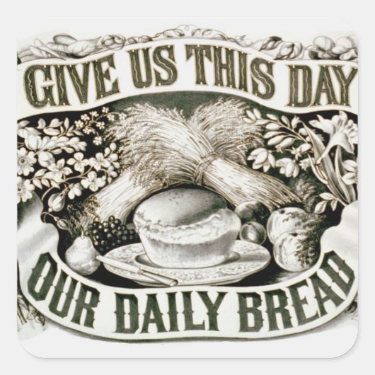 Vintages Christliches, tägliches Gebäck 1872 Quadratischer Aufkleber (Vorderseite)