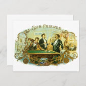 Vintages Cigar Label Kunst, Club Friends Einladung (Vorne/Hinten)
