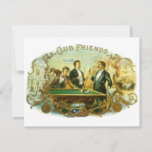 Vintages Cigar Label Kunst, Club Friends Einladung