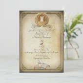 Vintages Cinderella Carriage Slipper Brautparty Einladung (Stehend Vorderseite)