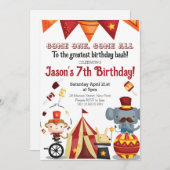 Vintages Circus Festival Karneval Tiere Geburtstag Einladung (Vorne/Hinten)