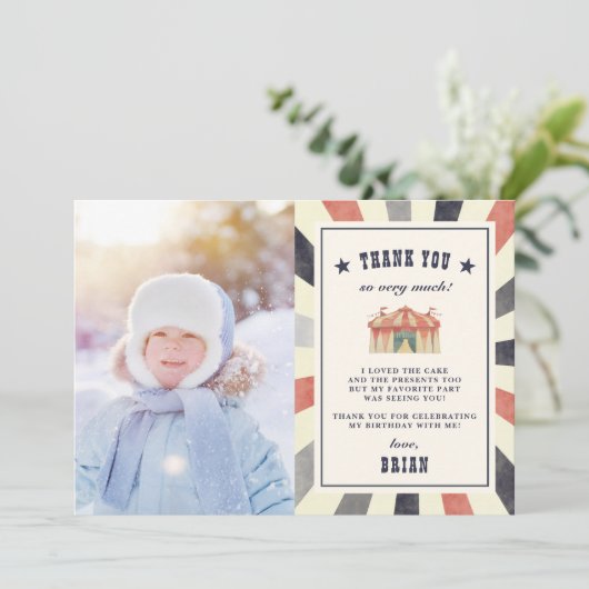 Vintages Circus Foto Dankeschön Karte (Stehend Vorderseite)