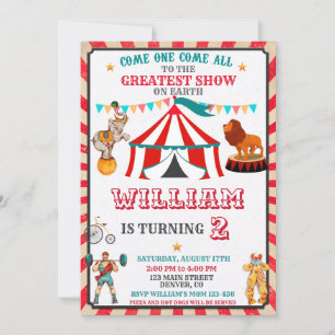 Vintages Circus-Jungenmädchen Einladung