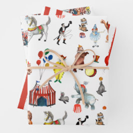 Vintages Circus Karnevalfestival Kindergeschenk Geschenkpapier Set