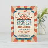 Vintages Circus Party Karneval Party Geburtstag Einladung (Stehend Vorderseite)