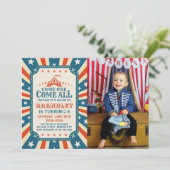 Vintages Circus Party Karneval Party Geburtstag Fo Einladung (Stehend Vorderseite)