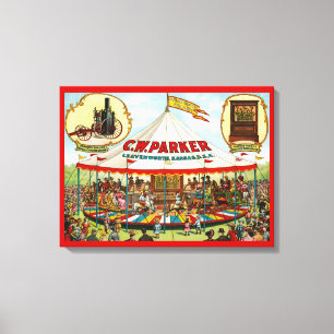 Vintages Circus Poster. C.W. Parker. Leinwanddruck