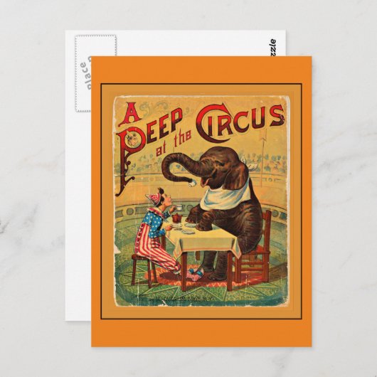 Vintages Circus Poster: Circus Elephant Postkarte (Vorne/Hinten)