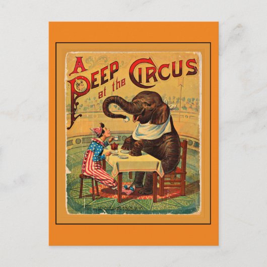 Vintages Circus Poster: Circus Elephant Postkarte (Vorderseite)