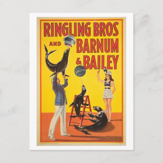 Vintages Circus Poster für Ringling, Barnum, Baile Postkarte (Vorderseite)