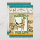 Vintages Circus Poster, Giraffe Babydusche Einladung (Vorne/Hinten)