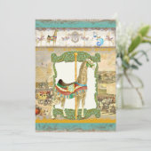 Vintages Circus Poster, Giraffe Babydusche Einladung (Stehend Vorderseite)